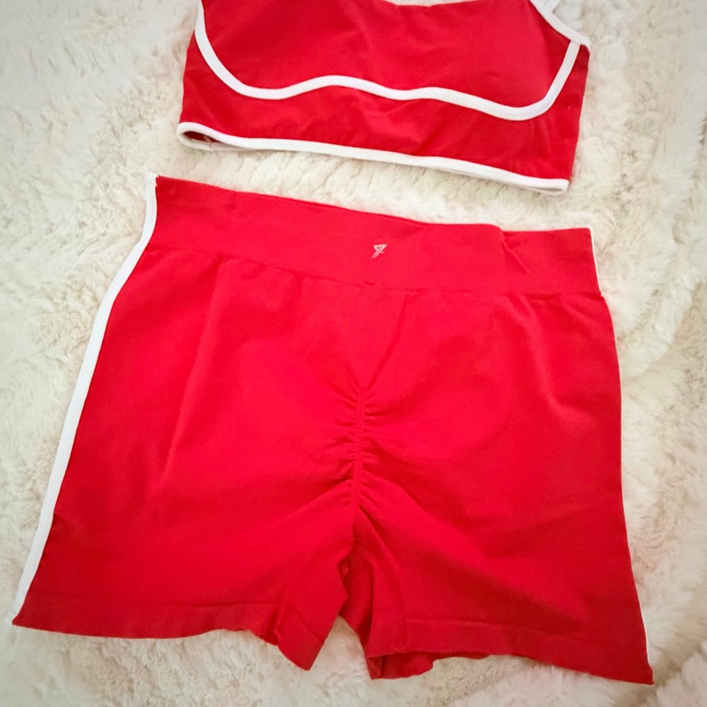 Primark Red Athletic Shorts with White Trim